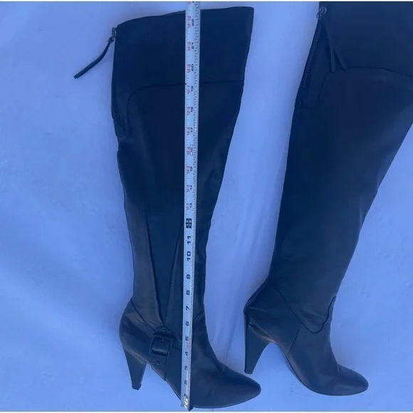 GUESS Black Genuine Leather Over The Knee Heeled Boots size 8.5 - Picture 6 of 16
